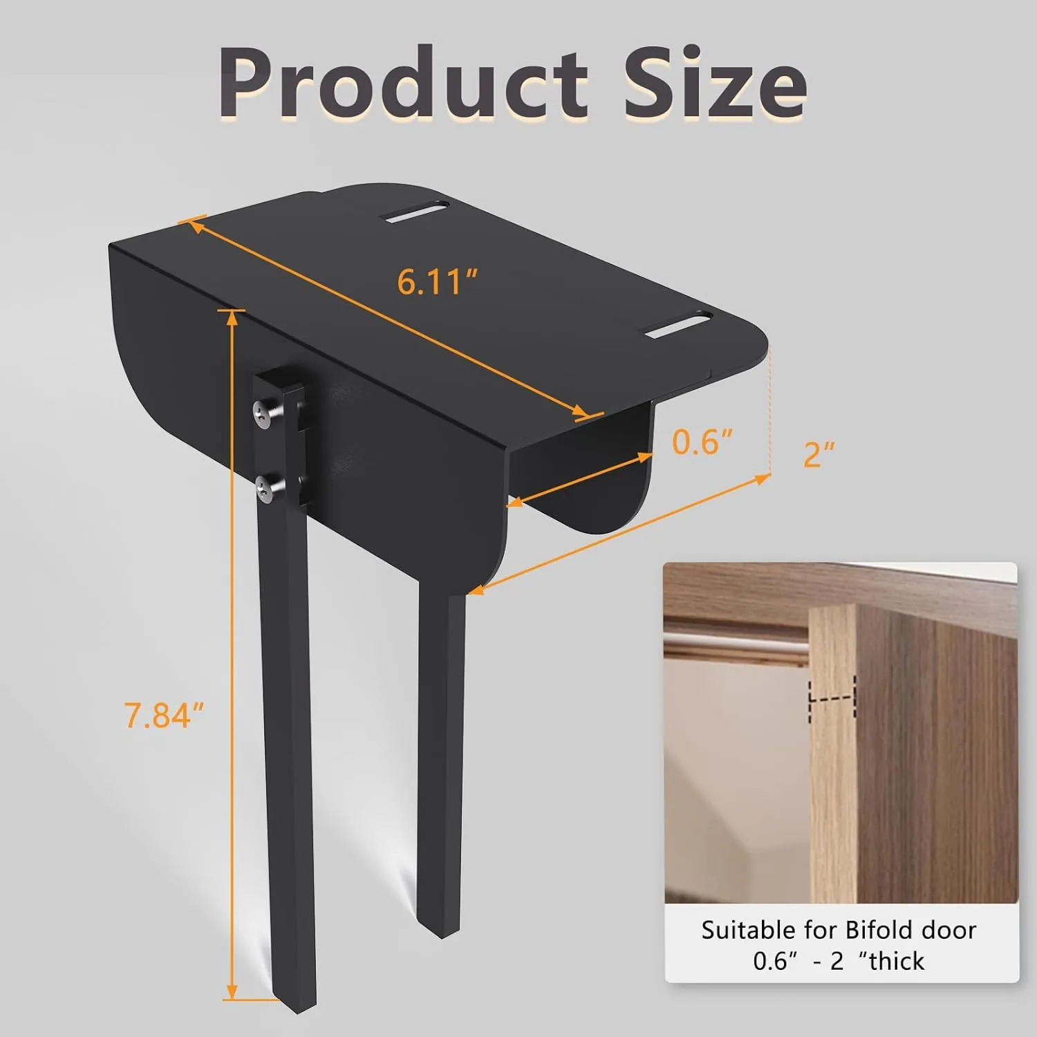 2 Metal Bifold Door Locks Adjustable Double Door Lock Kit (Fits 0.6" - 2" Folding Door) Heavy-Duty Child & Pet Proof Safety Lock for Closet,Cabinet,Pantry, Rust-Resistant No Drill Installation, Black