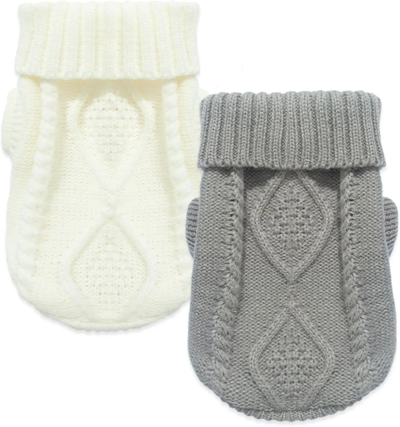 2 Pieces Dog Sweater for Small Dogs Chihuahua Clothes Spring Winter Cute Knitwear Turtleneck Thick Warm Clothes for Yorkie Cat Extra Small Dog Clothes (XX-Small)