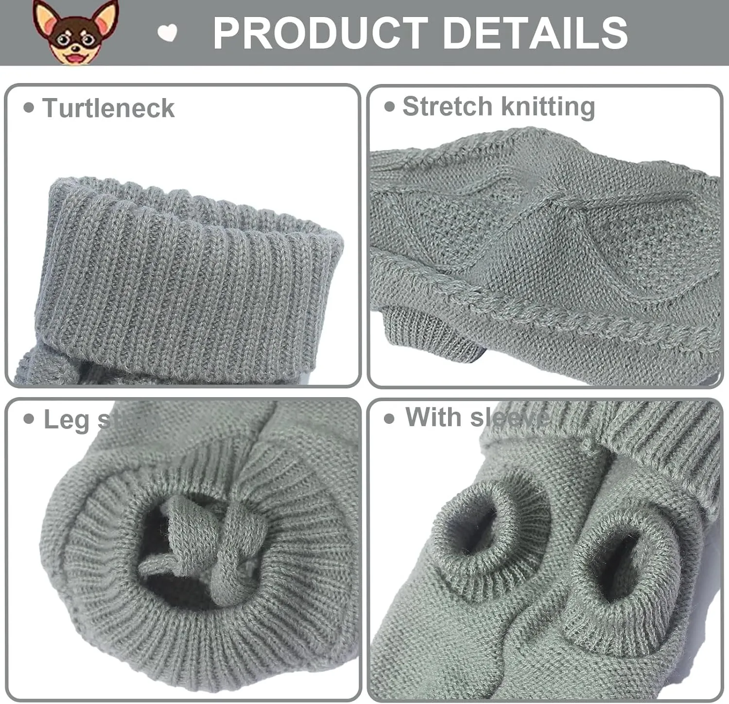 2 Pieces Dog Sweater for Small Dogs Chihuahua Clothes Spring Winter Cute Knitwear Turtleneck Thick Warm Clothes for Yorkie Cat Extra Small Dog Clothes (XX-Small)