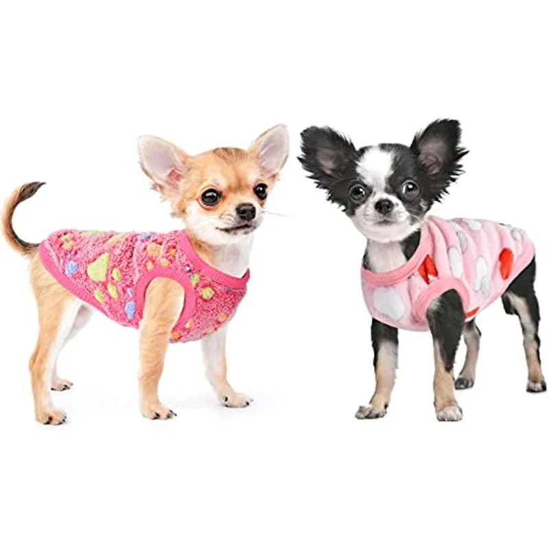 2 Pieces Small Dog Sweaters Fleece Cloth Warm Puppy Sweaters