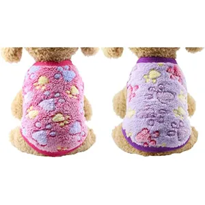 2 Pieces Small Dog Sweaters Fleece Cloth Warm Puppy Sweaters