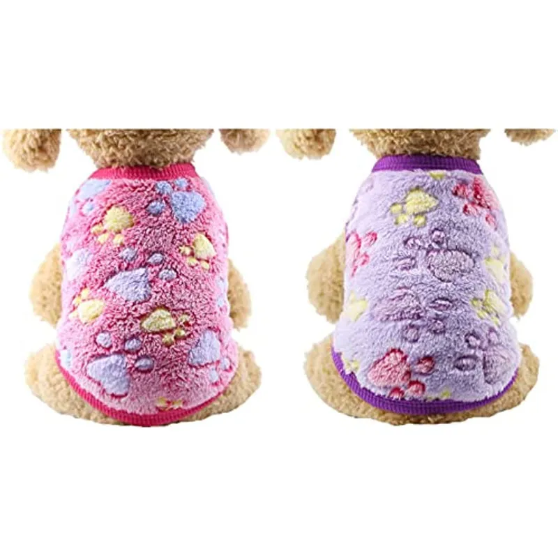 2 Pieces Small Dog Sweaters Fleece Cloth Warm Puppy Sweaters
