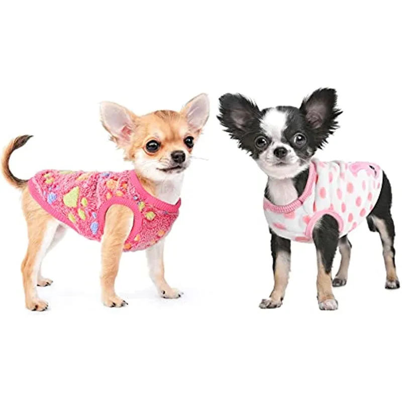2 Pieces Small Dog Sweaters Fleece Cloth Warm Puppy Sweaters