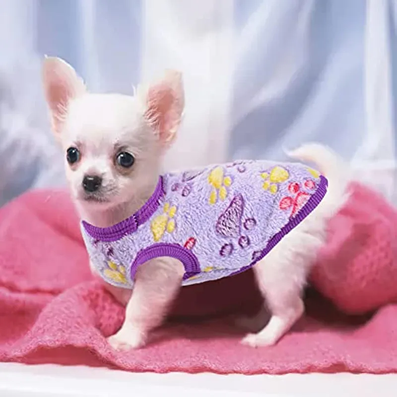 2 Pieces Small Dog Sweaters Fleece Cloth Warm Puppy Sweaters