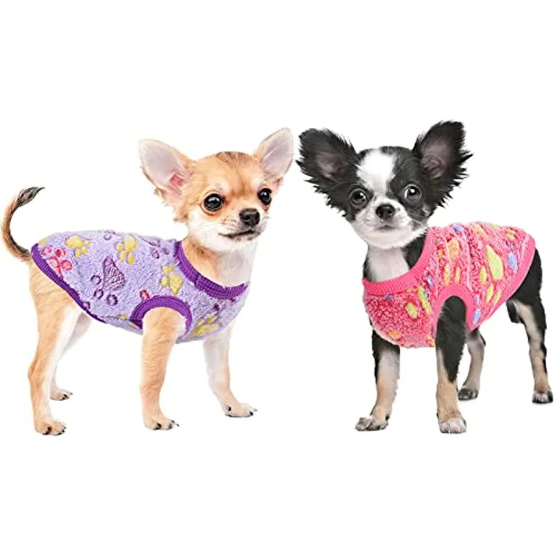 2 Pieces Small Dog Sweaters Fleece Cloth Warm Puppy Sweaters