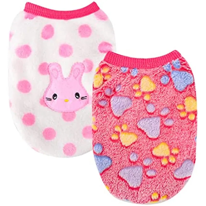 2 Pieces Small Dog Sweaters Fleece Cloth Warm Puppy Sweaters