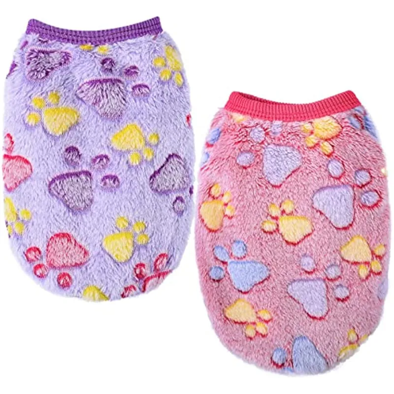 2 Pieces Small Dog Sweaters Fleece Cloth Warm Puppy Sweaters