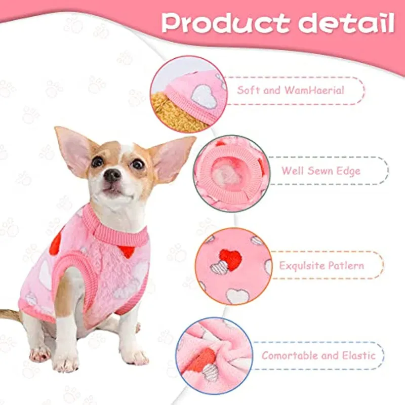 2 Pieces Small Dog Sweaters Fleece Cloth Warm Puppy Sweaters