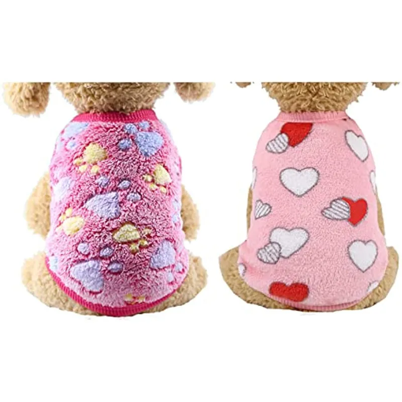 2 Pieces Small Dog Sweaters Fleece Cloth Warm Puppy Sweaters
