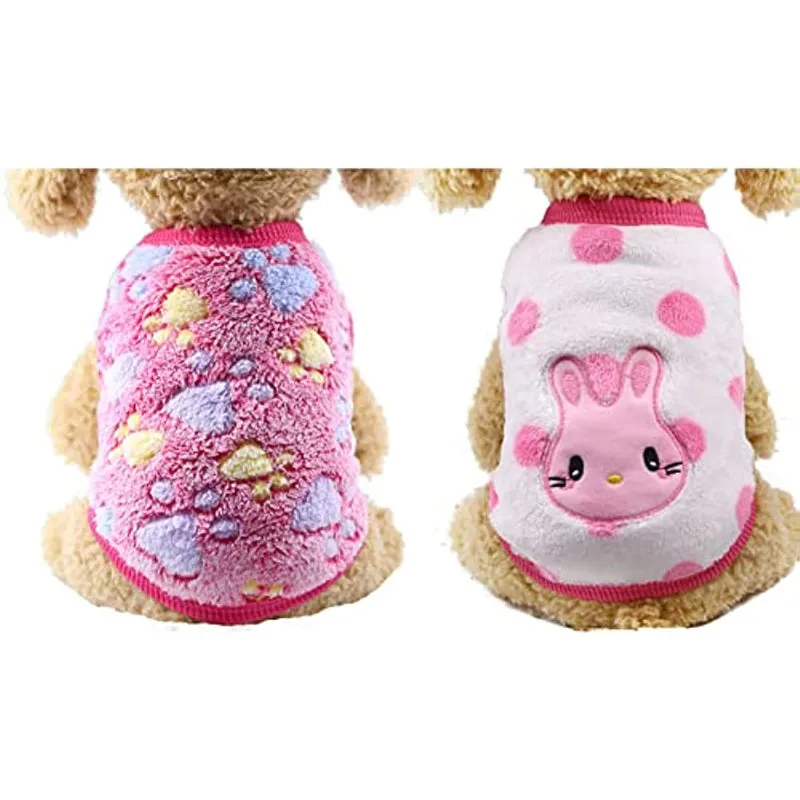 2 Pieces Small Dog Sweaters Fleece Cloth Warm Puppy Sweaters