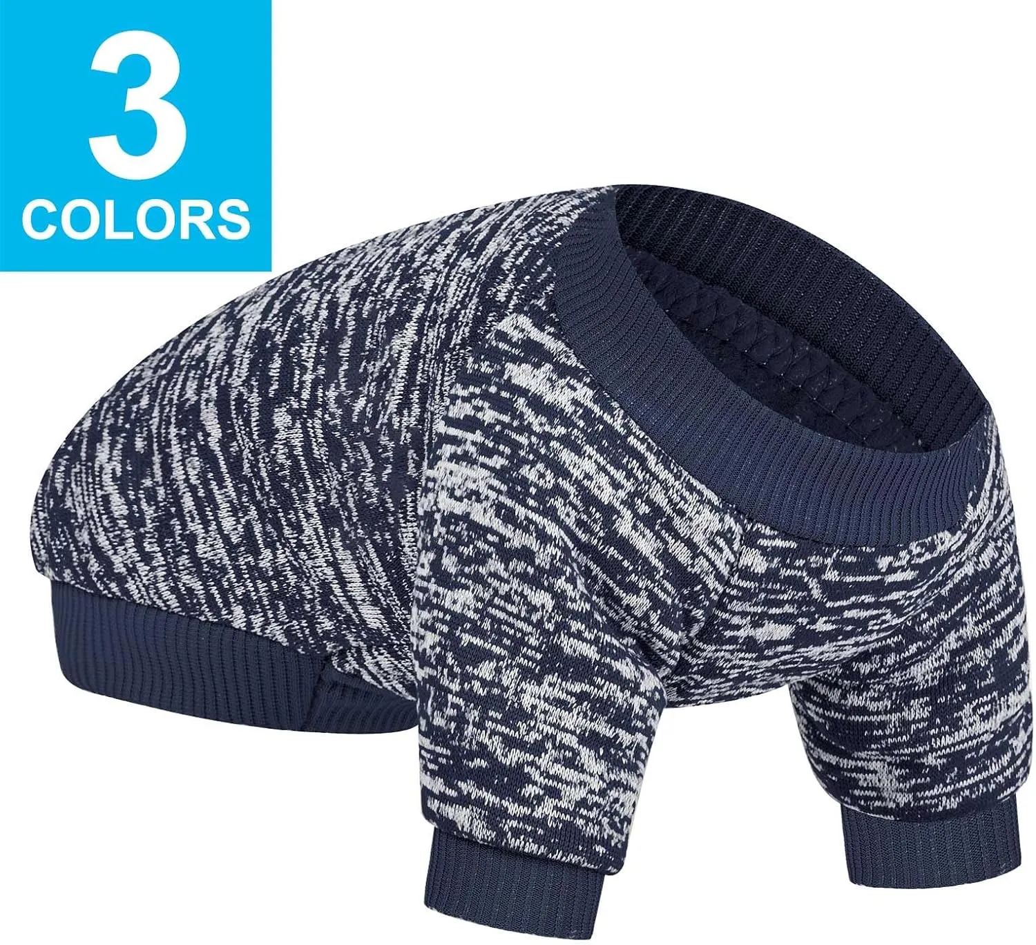 3 Pack Dog Sweater, Dog Sweaters for Small Dogs, Warm Soft Pet Clothes for Puppy, Medium Large Cat, Dogs Girl or Boy, Dog Shirt for Winter Christmas (Grey Navy Blue, X-Small)