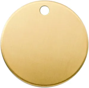 ABBECIAO 1Inch Circle Brass Blanks 14ga. Thick Smooth Edges Brass Round Disc Tags for Metal Stamping and Engraving with One Hole. Pack of 10