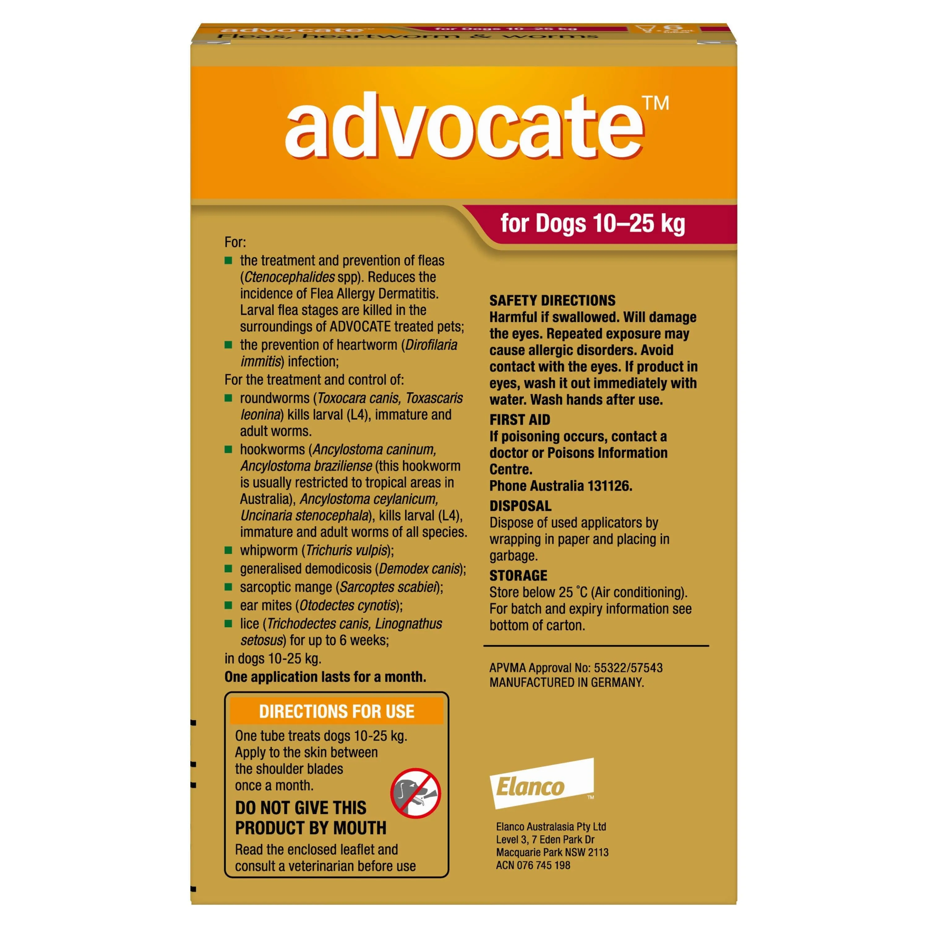 Advocate Red Spot-On Flea & Worming Treatment 10-25kg Dog