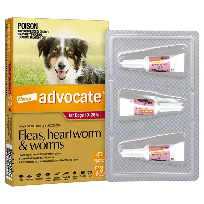 Advocate Red Spot-On Flea & Worming Treatment 10-25kg Dog