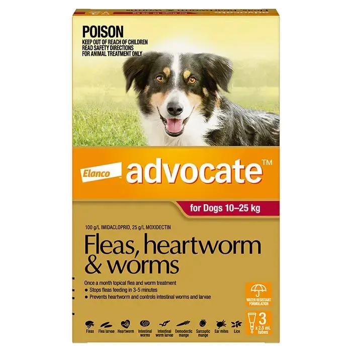 Advocate Red Spot-On Flea & Worming Treatment 10-25kg Dog
