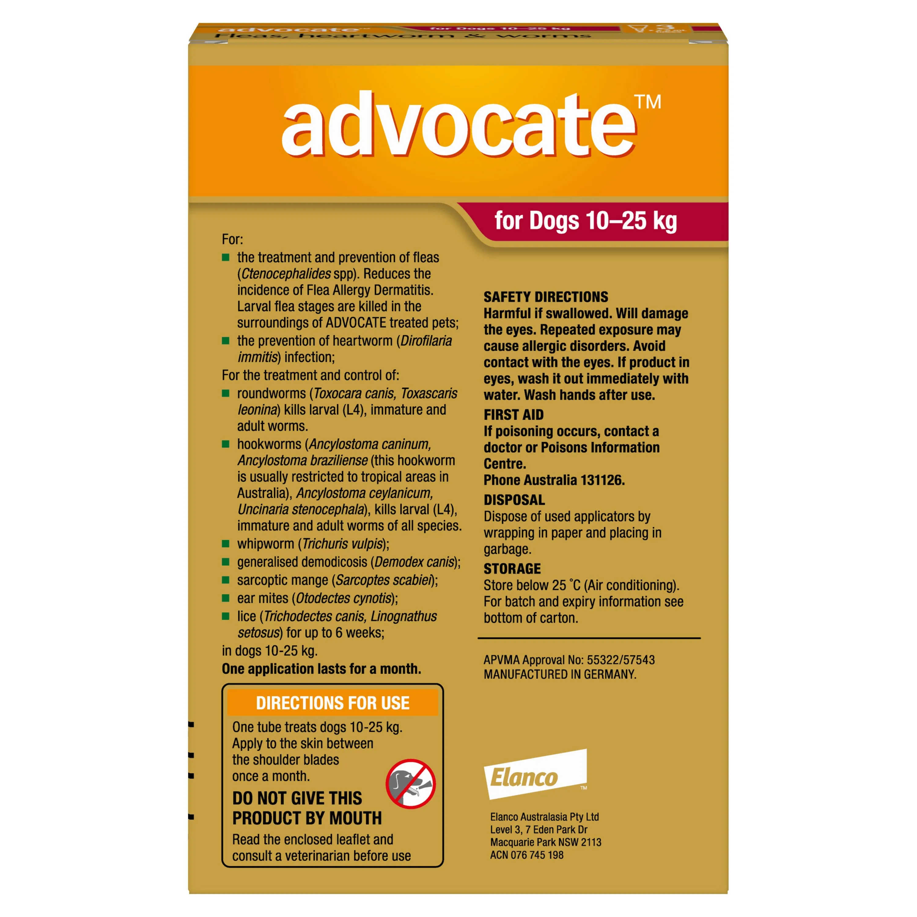Advocate Red Spot-On Flea & Worming Treatment 10-25kg Dog