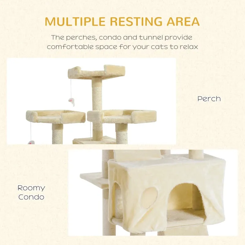 Beige Cat Scratching Post Tower - 27L×27W×28.5H cm