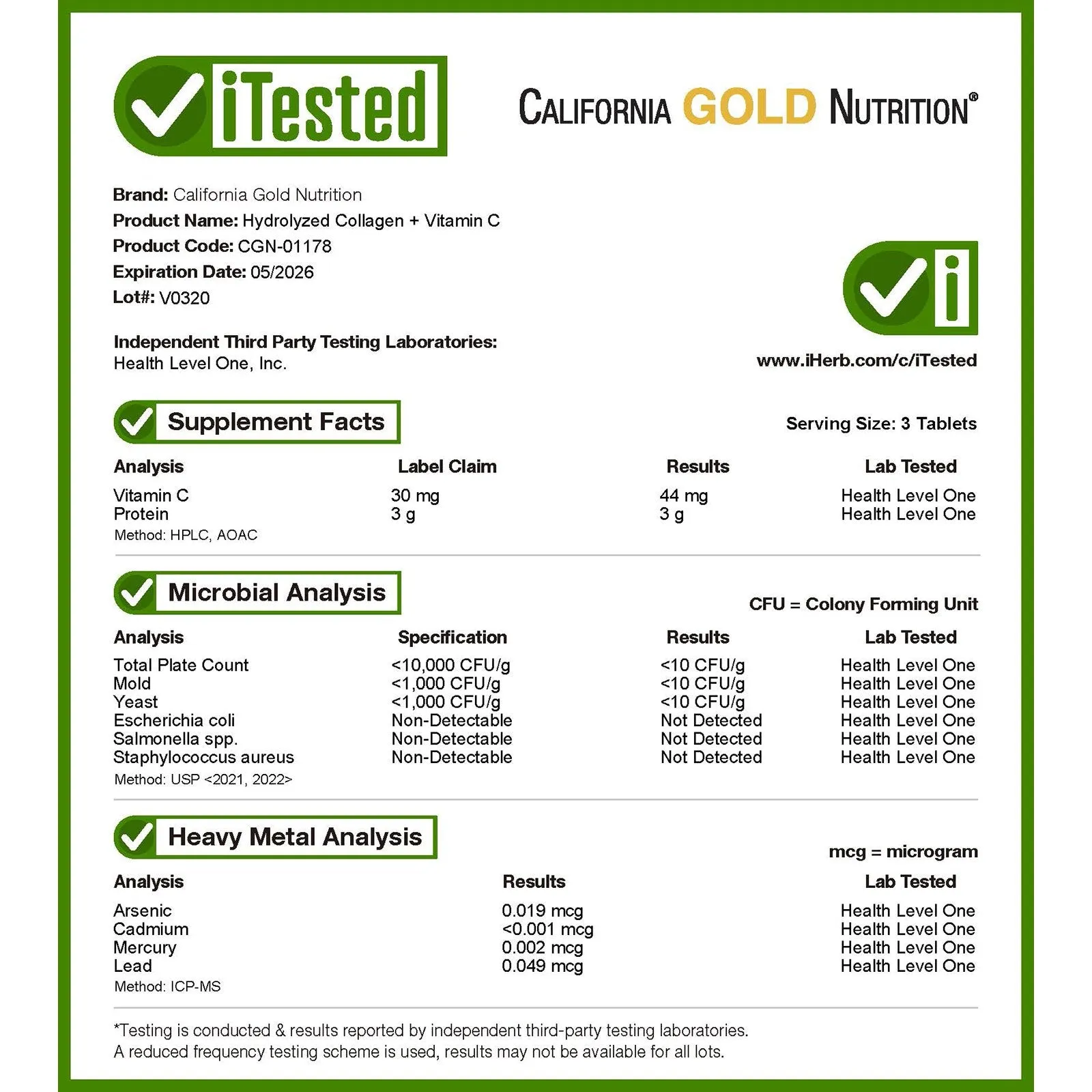 California Gold Nutrition, Hydrolyzed Collagen Peptides   Vitamin C, Type I & III, 250 Tablets
