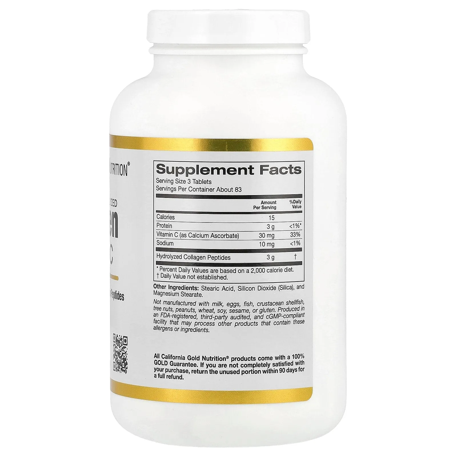 California Gold Nutrition, Hydrolyzed Collagen Peptides   Vitamin C, Type I & III, 250 Tablets