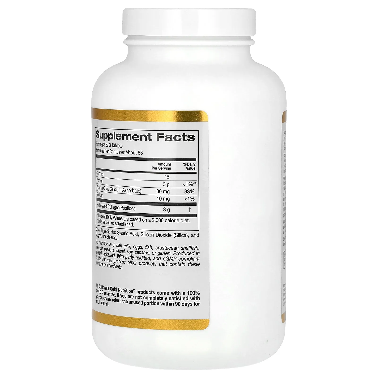 California Gold Nutrition, Hydrolyzed Collagen Peptides   Vitamin C, Type I & III, 250 Tablets