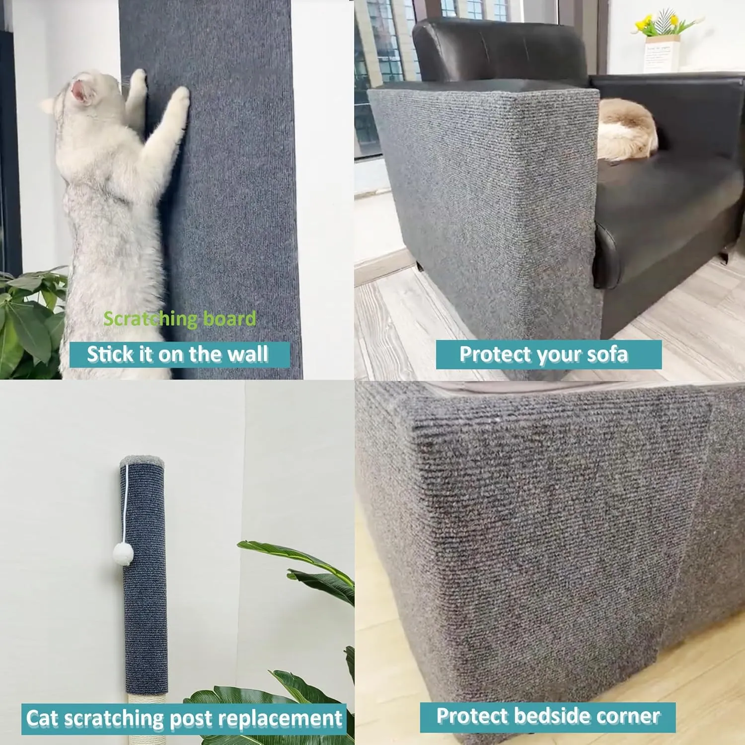 Cat Scratching Mat self-Adhesive, 78.7"x15.8" Cat Carpet remnants,DIY Climbing Cat Scratcher,Cat Scratch Furniture ProtectorDark Gray
