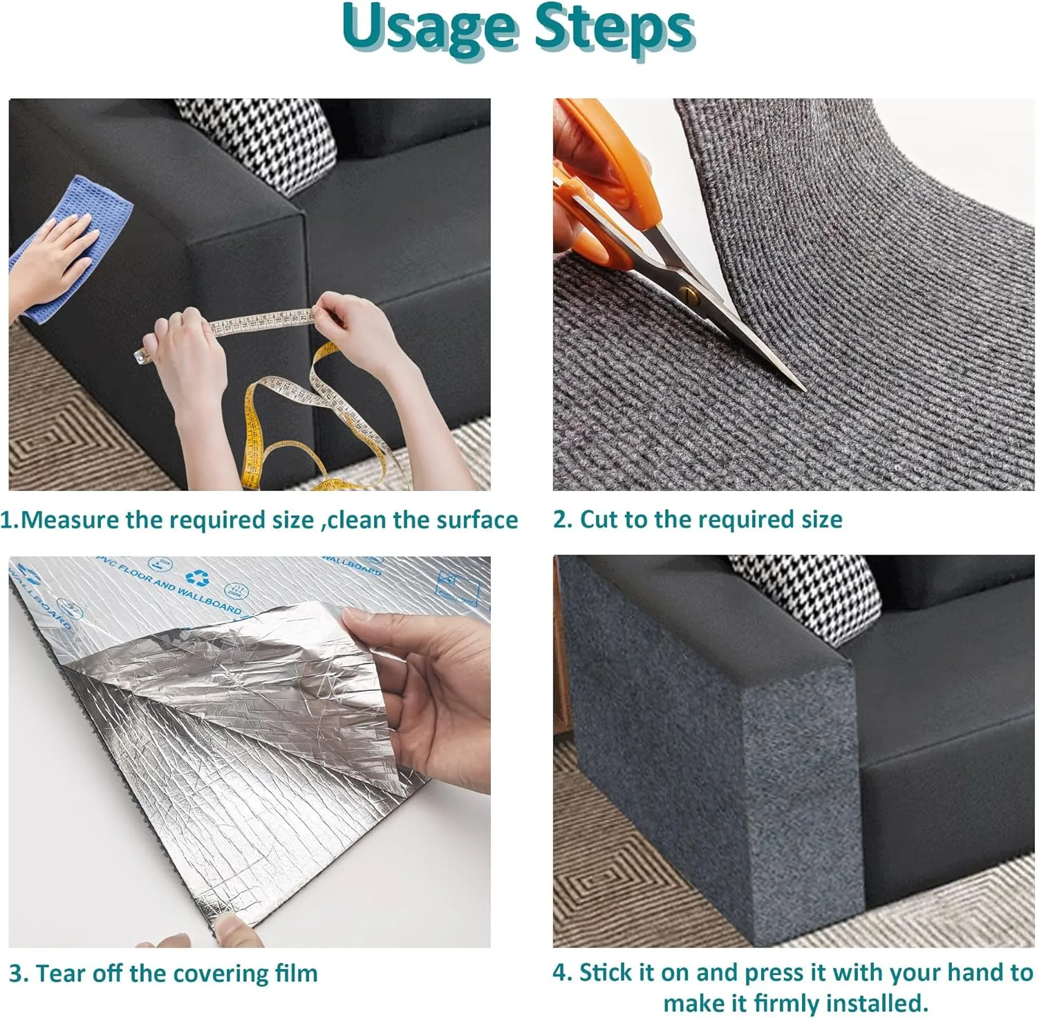 Cat Scratching Mat self-Adhesive, 78.7"x15.8" Cat Carpet remnants,DIY Climbing Cat Scratcher,Cat Scratch Furniture ProtectorDark Gray