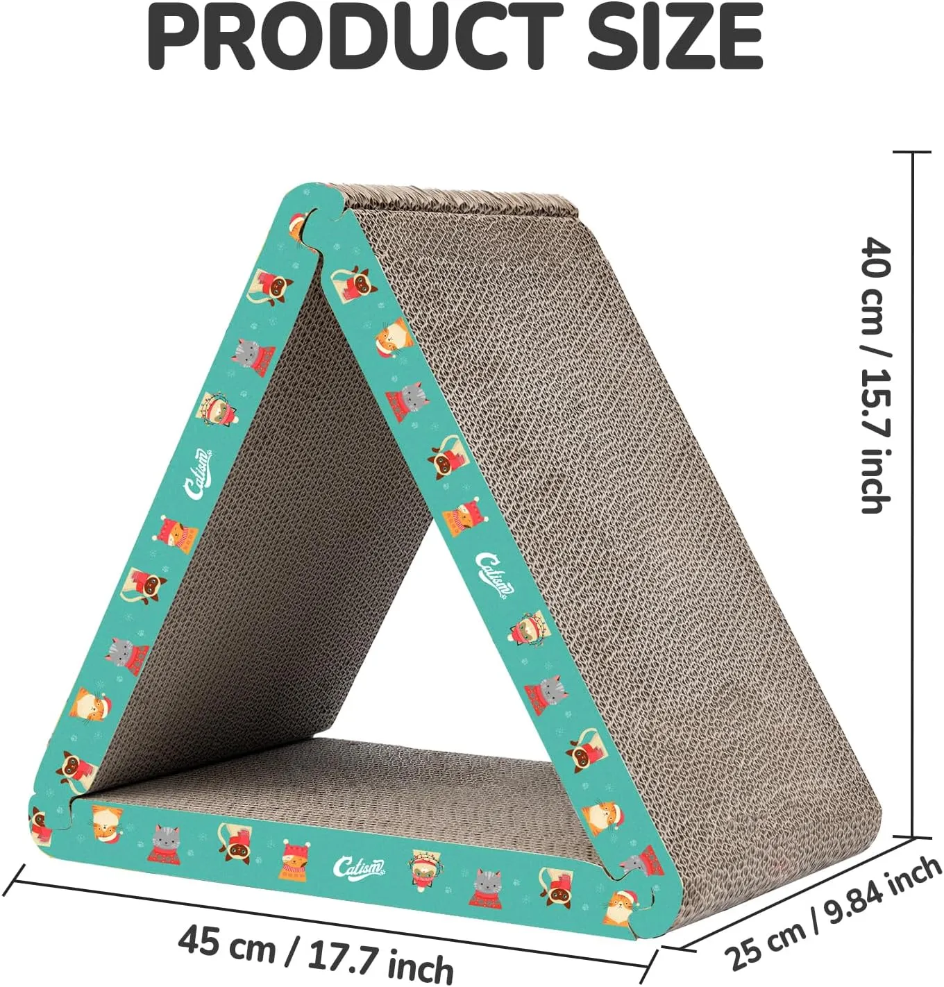 CATISM Cat Scrather Cat Scratching Board - Foldable - Triangle, 6 Usable Sides Cat Scratchers for Indoor Cats, Durable Recyclable Cat Scratcher Cardboard Vertical(Pack of 3)