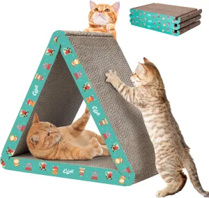 CATISM Cat Scrather Cat Scratching Board - Foldable - Triangle, 6 Usable Sides Cat Scratchers for Indoor Cats, Durable Recyclable Cat Scratcher Cardboard Vertical(Pack of 3)