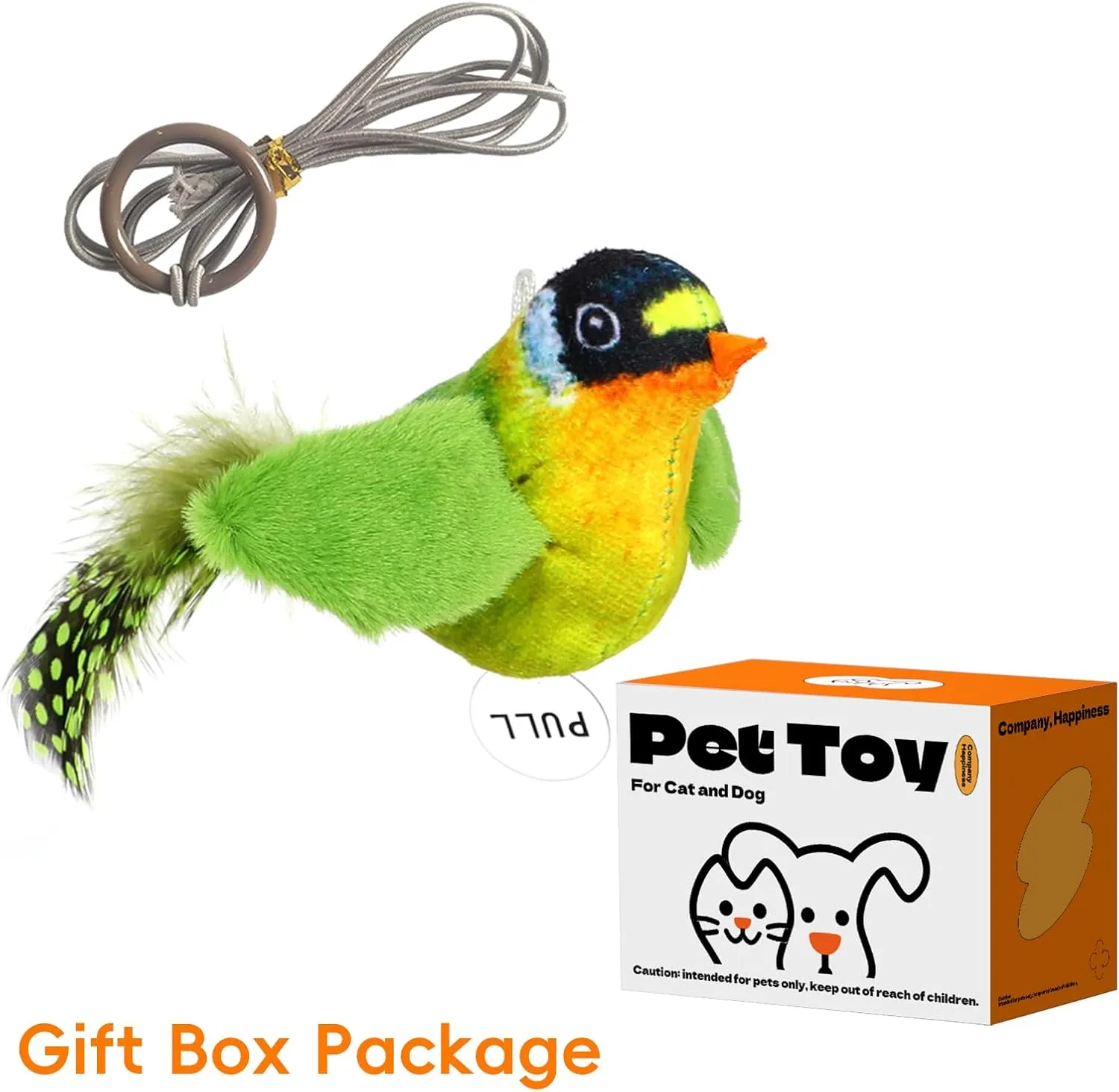 Catnip Cat Toys Satisfy Cat's Natural Hunting Instintion for Indoors Cats Feather Toys Interactive with Lifelike Chirp Sound Chirping Bird Kitten Toy Real Feather(Green Bird)