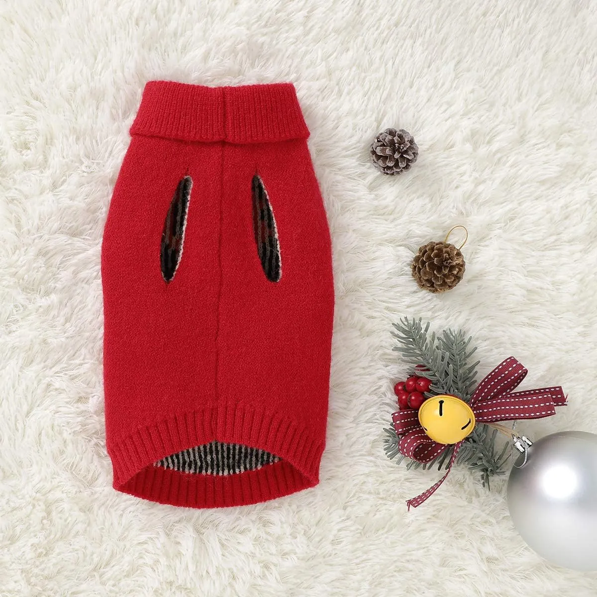 Christmas Dog Sweater Small Dog Girl Sweater Xmas Soft Winter Warm Reindeer Dog Knitted Sweater for Teacup Poodles Chihuahua Torkies, S, Red