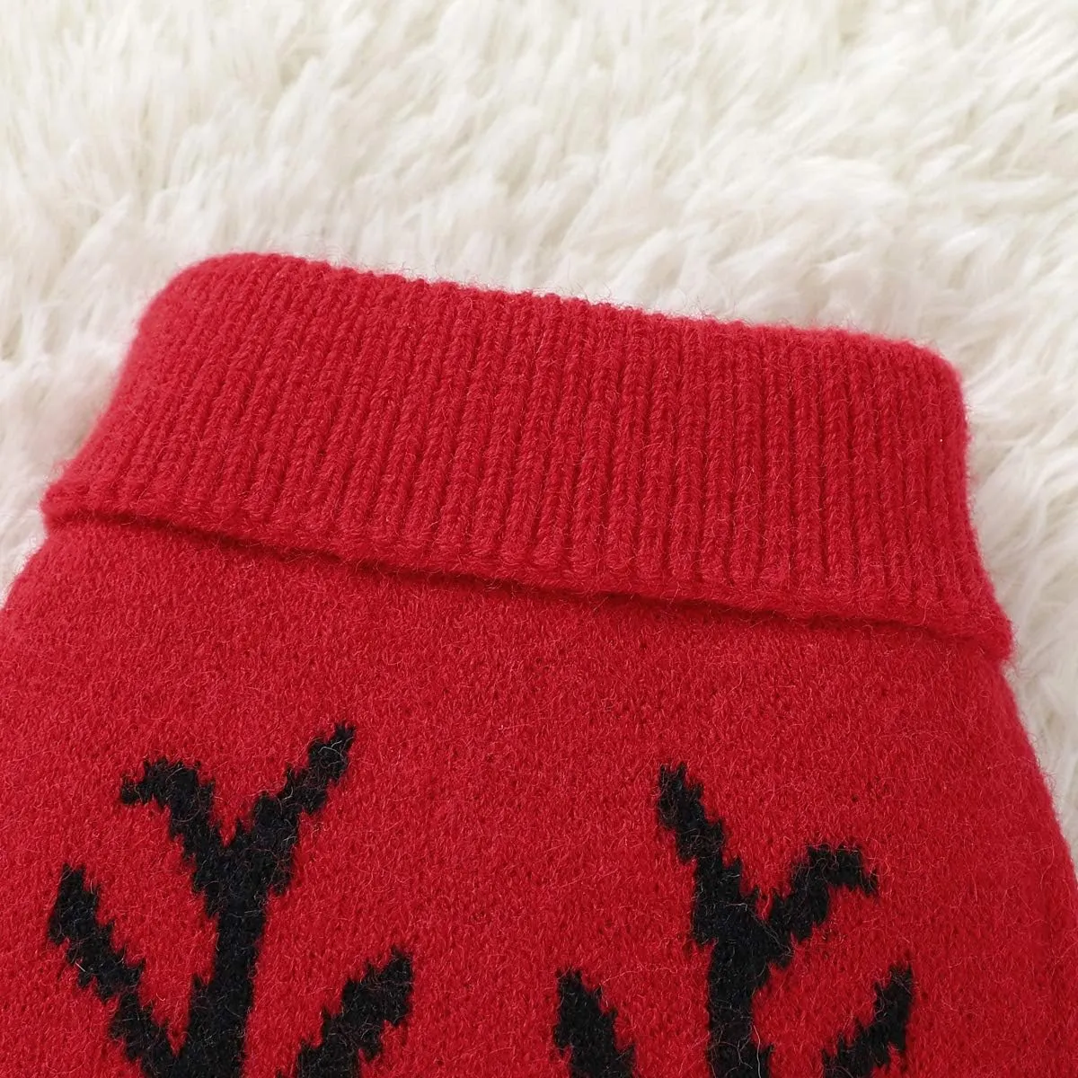 Christmas Dog Sweater Small Dog Girl Sweater Xmas Soft Winter Warm Reindeer Dog Knitted Sweater for Teacup Poodles Chihuahua Torkies, S, Red