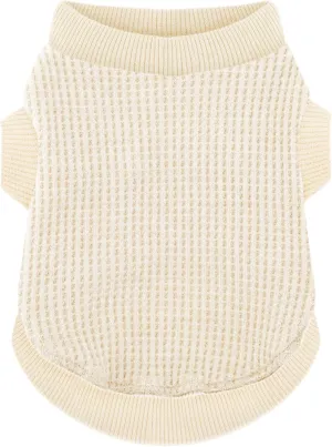 Cozy Lightweight Dog Sweaters Shirt for Small Puppies: Stretchable Beige Tank Top Attire, Perfect for Chihuahuas and Yorkies - Enhancing Comfort and Playfulness on Chilly Days - Medium