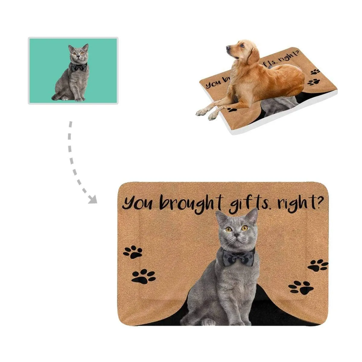 Custom Photo Cream Color Footprint Pet Pad