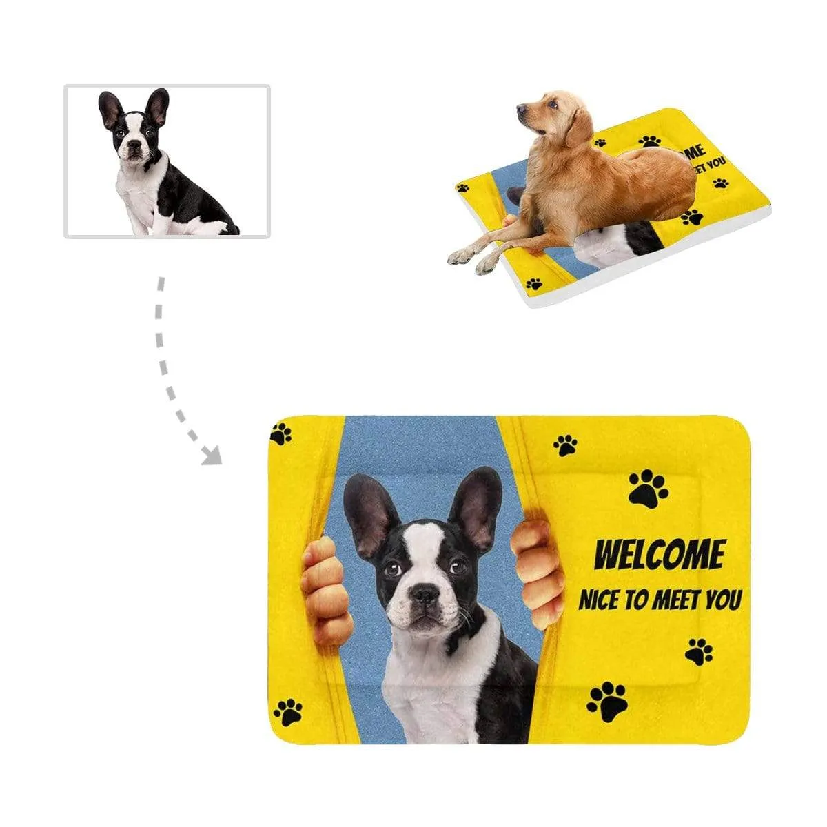 Custom Photo Yellow Welcome Curtain Pet Pad