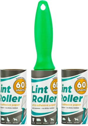 DecorRack Lint Roller with 2 Refills, Pet Hair Remover, 180 Extra Sticky Sheets, Lint Roller Brush, Dog & Cat Hair Removal, Lint, Dust from Clothes, Furniture and More