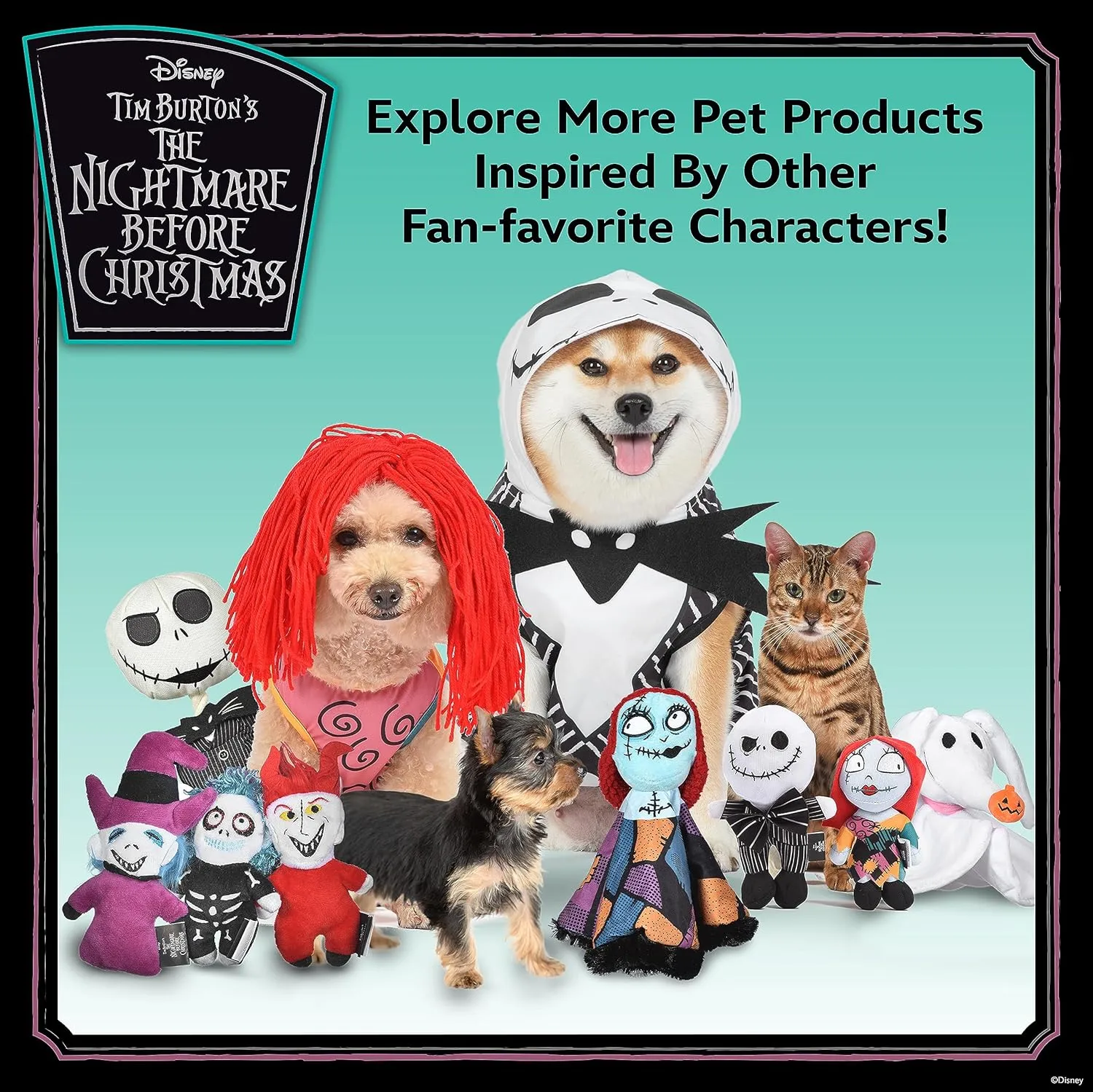 Disney for Pets Tim Burton's Nightmare Before Christmas: Trick-or-Treaters Shock, Barrel, Lock Plush Catnip w/Crinkle Cat Toy- 3PK | Halloween Cat Toys