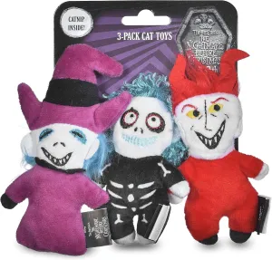 Disney for Pets Tim Burton's Nightmare Before Christmas: Trick-or-Treaters Shock, Barrel, Lock Plush Catnip w/Crinkle Cat Toy- 3PK | Halloween Cat Toys