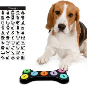 Dog Buttons for Communication, 7pcs Recordable Talking Buttons Set with Scene Stickers, Pet Training Buttons for Puppy Small Dogs & Cats Black Color (Battery Included)