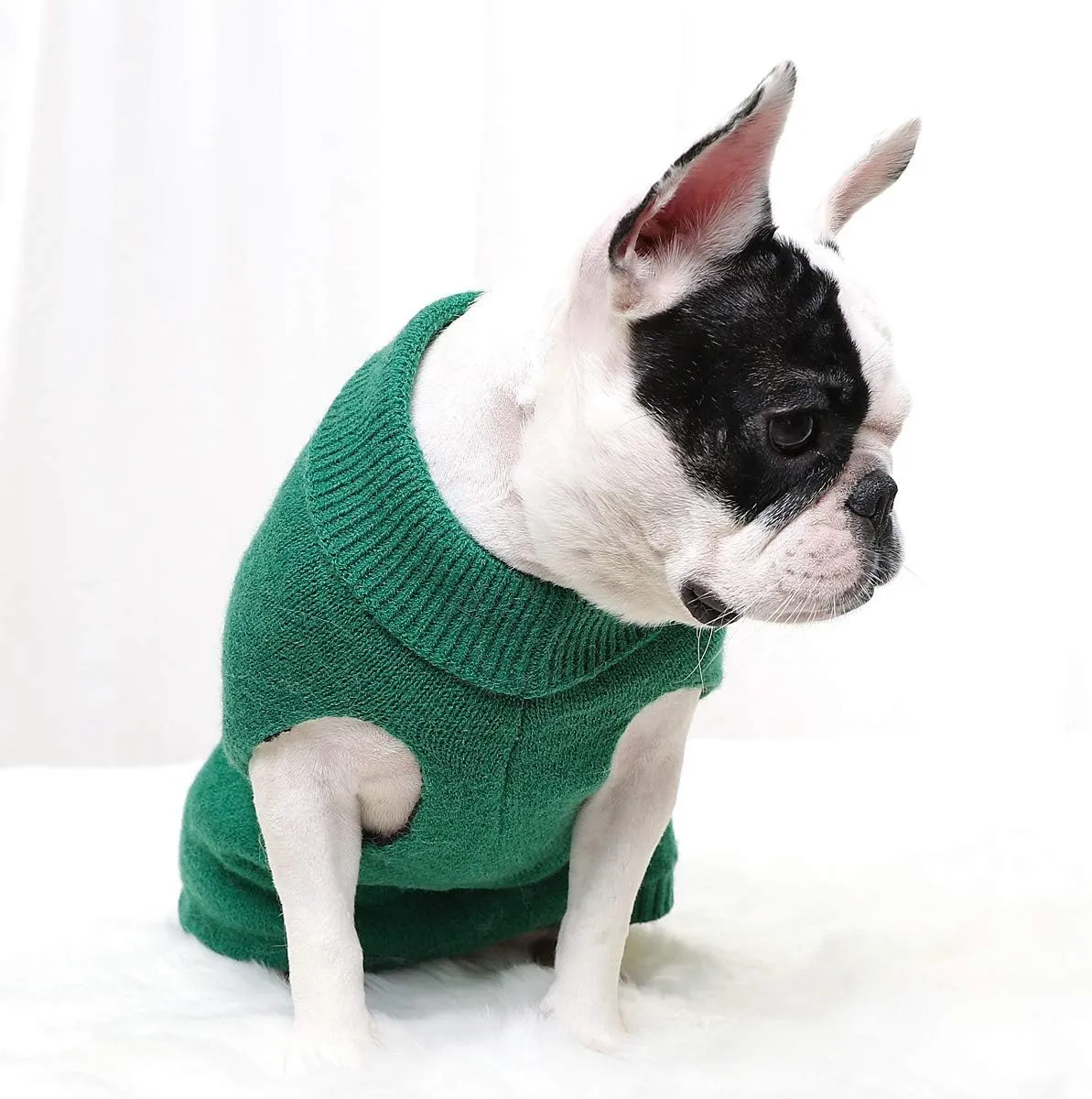 Dog Christmas Sweater Small Dog Reindeer Sweater Xmas Winter Warm Christmas Sweater Clothes for Teacup Poodles Chihuahua Torkies, S, Green