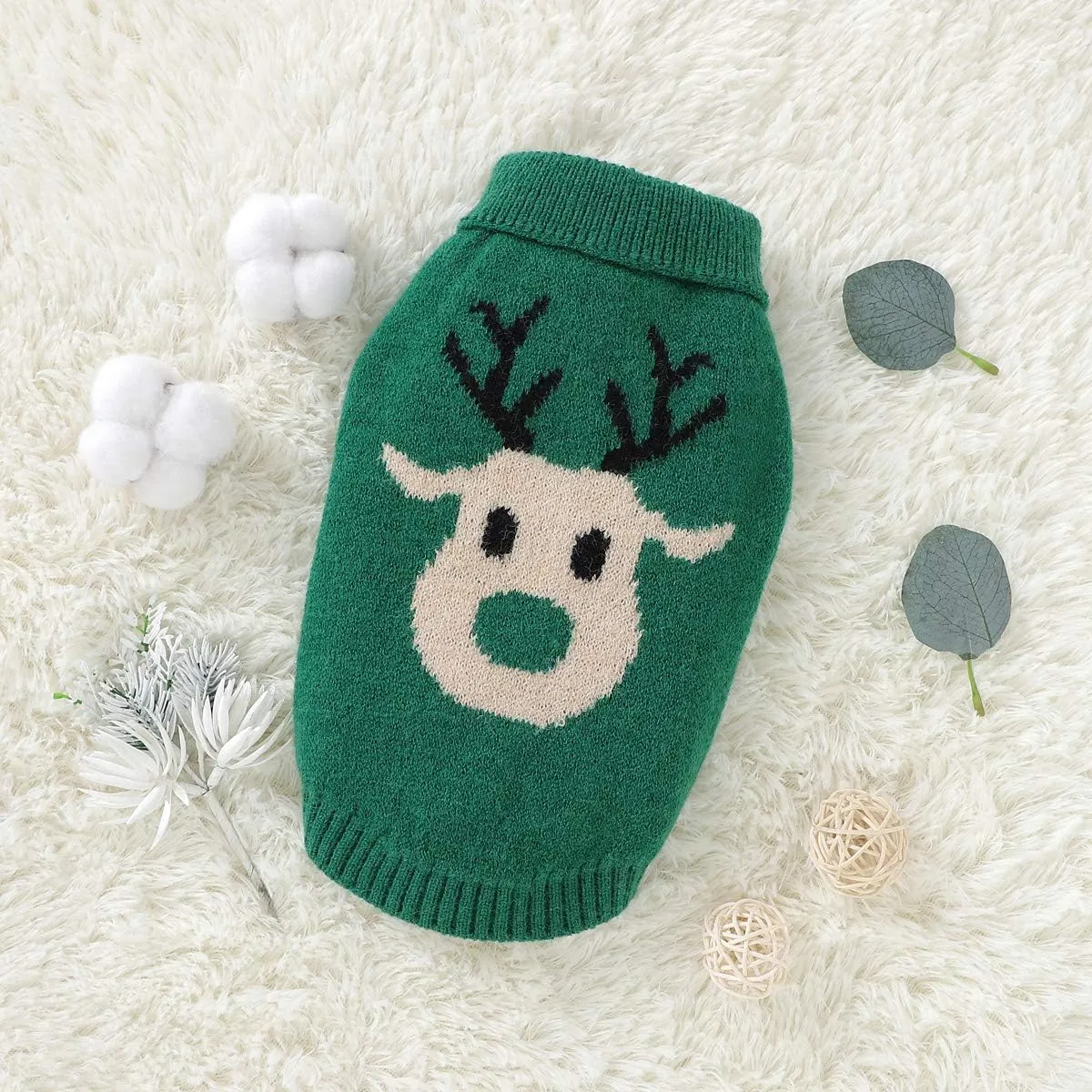 Dog Christmas Sweater Small Dog Reindeer Sweater Xmas Winter Warm Christmas Sweater Clothes for Teacup Poodles Chihuahua Torkies, S, Green