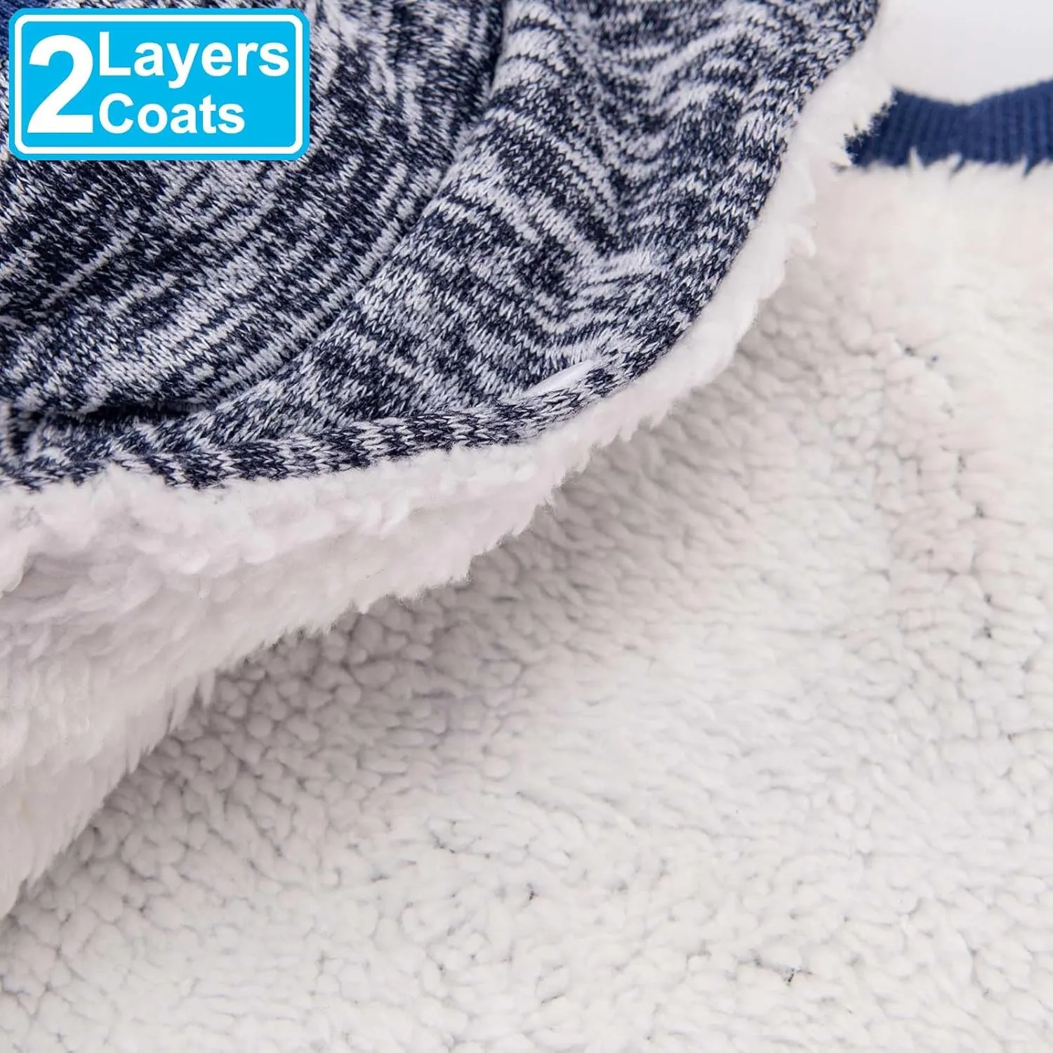 Dog Sweater, Dog Sweaters for Small Dogs, 2, 3 Pack Warm Soft Pet Clothes for Puppy, Medium Large Cat, Dogs Girl or Boy, Dog Shirt for Winter Christmas (Coat Grey Navy, XX-Small)