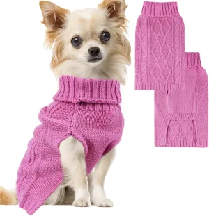 Dog Sweater for Small Dogs - Pink Sleeveless Turtleneck Puppy Clothes for Chihuahua, Yorkie - Winter Pet Apparel for Girl Dogs and Cats (Pink, Small)