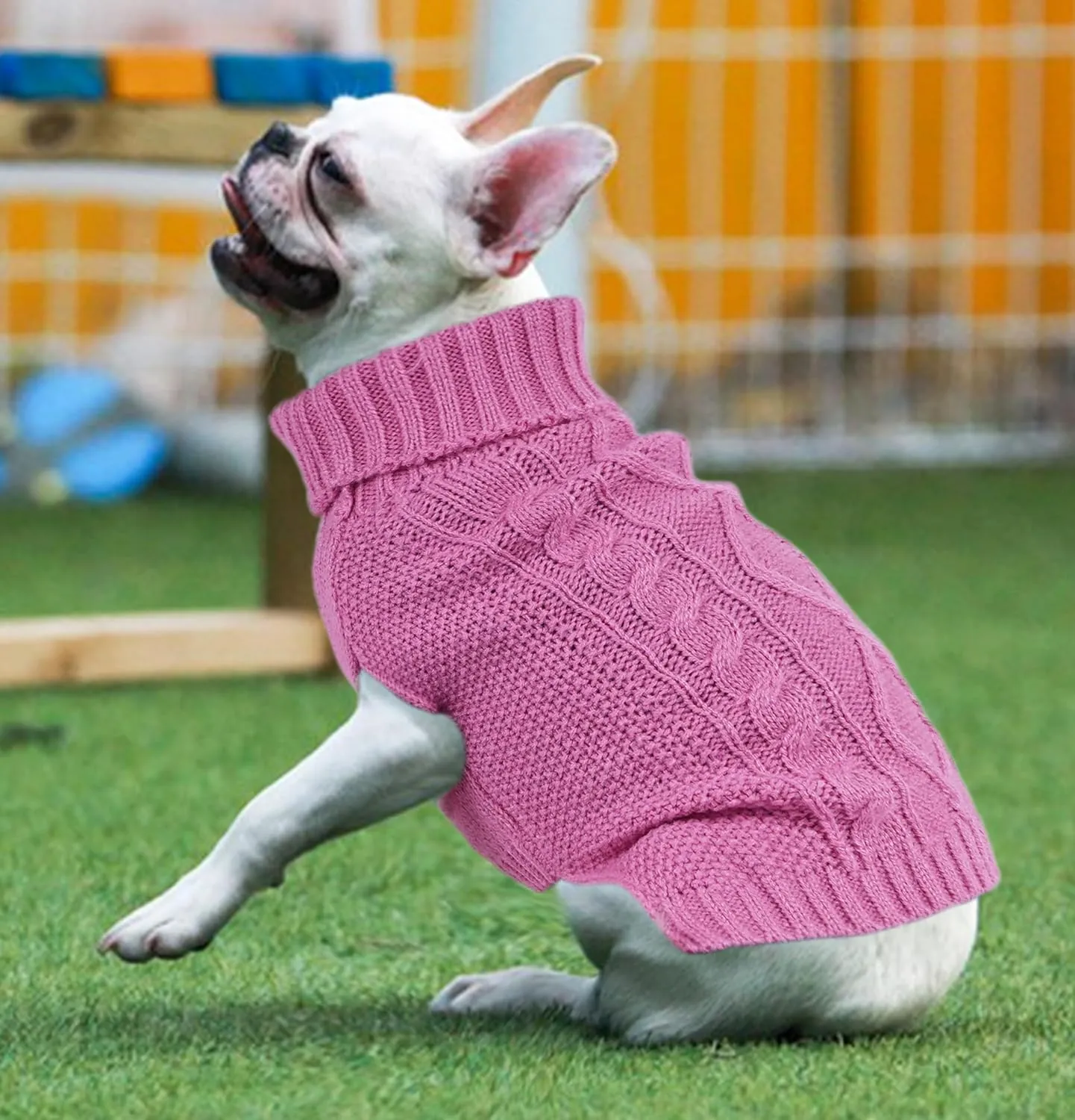 Dog Sweater for Small Dogs - Pink Sleeveless Turtleneck Puppy Clothes for Chihuahua, Yorkie - Winter Pet Apparel for Girl Dogs and Cats (Pink, Small)