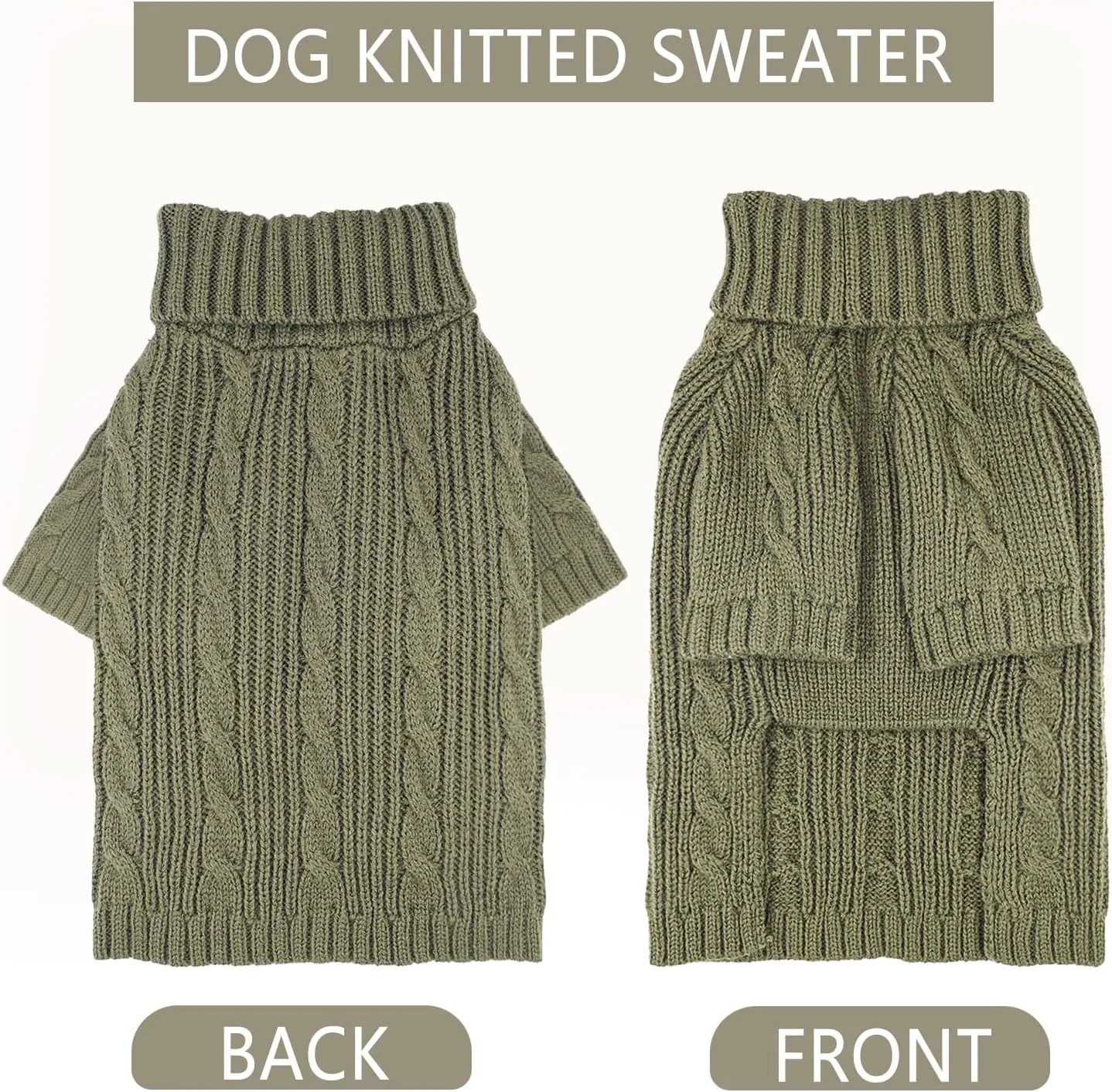 Dog Sweaters for Small Dogs Girl Fall Chihuahua Clothes Thick Small Dog Sweater Knitted Turtleneck Dog Clothes Stretchy Puppy Sweater Pet Pullover Knitwear Dog Outfits for Cold Weather (Green, Small)