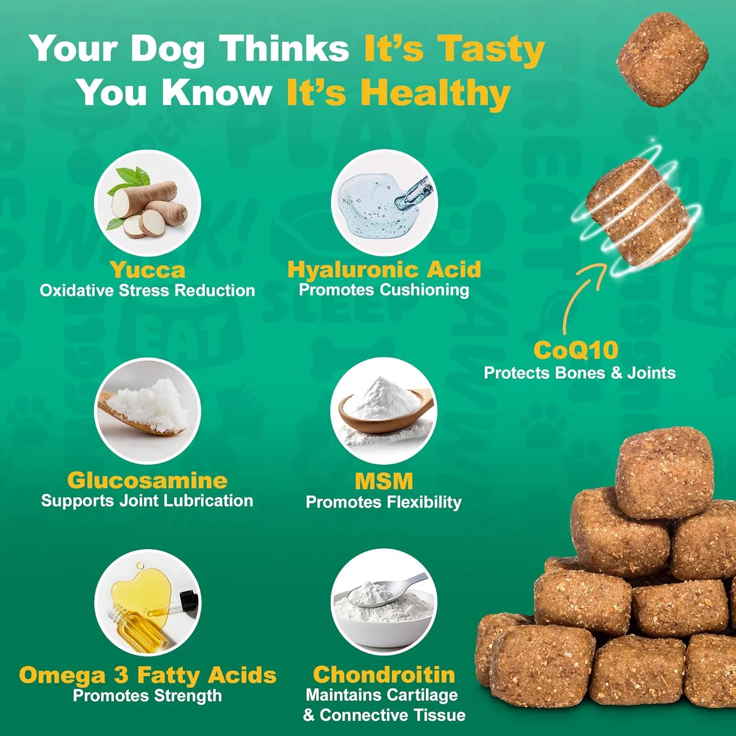 Doggie Dailies Glucosamine for Dogs - Joint Supplement for of All Breeds & Sizes - Hip and Joint Supplement - Premium Glucosamine and Chondroitin for Dogs (Chicken) 225 Chews