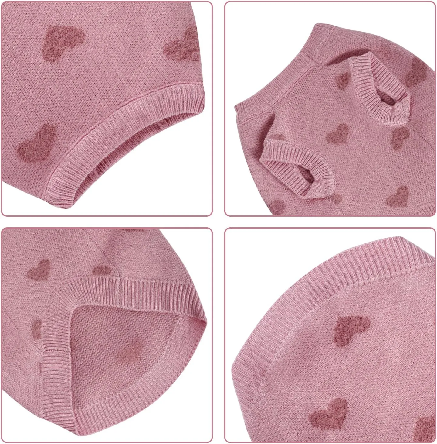 Dxhycc Dog Heart Sweater - Classic Knitted Puppy Warm Pet Holiday Clothes Cat Outfit (Pink, M)