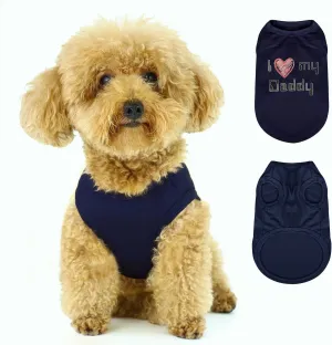 Expressive Pet Vest: Sleeveless Dog Shirt with 'I Love My Daddy' Slogan, Ideal for Chihuahuas, Poodles, Yorkies, and More - Adorable Design, Ultimate Comfort, Easy Maintenance! Navy Blue Large