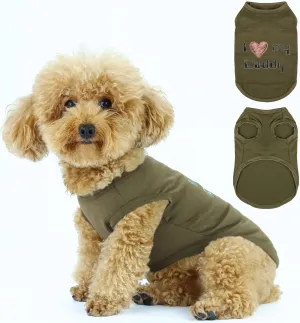 Expressive Pet Vest: Sleeveless Dog Shirt with 'I Love My Daddy' Slogan, Ideal for Chihuahuas, Poodles, Yorkies, and More Adorable Design, Ultimate Comfort, Easy Maintenance! Olive Green Large