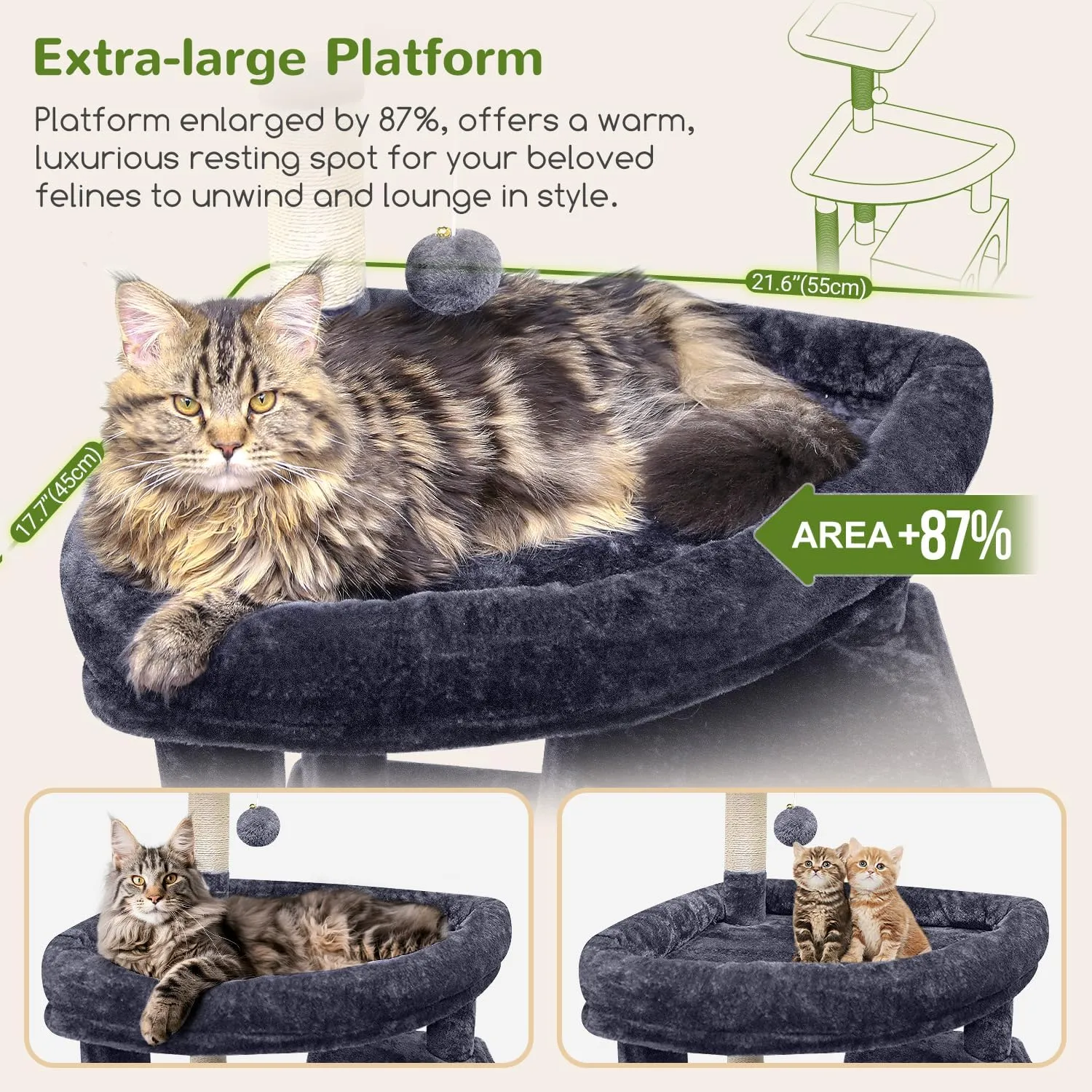 F83 Giant Cat Tree, 83 inch Cat Tree for Indoor Cats Large Adult, XXL Cat Tower with 9 Scratching Posts for 20lb  Heavy Duty Large Adult Cats, Dark Grey