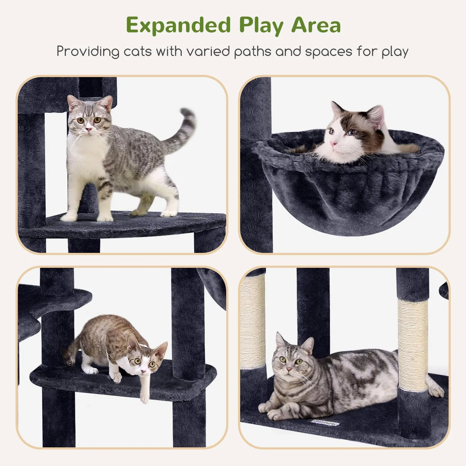 F83 Giant Cat Tree, 83 inch Cat Tree for Indoor Cats Large Adult, XXL Cat Tower with 9 Scratching Posts for 20lb  Heavy Duty Large Adult Cats, Dark Grey